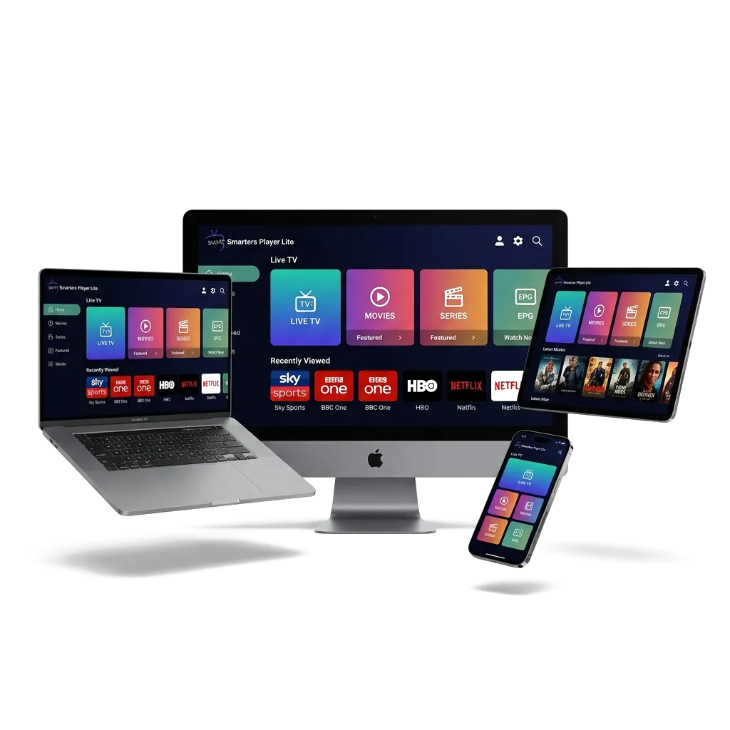 Smarters Player Lite Multi-Device IPTV Mockup