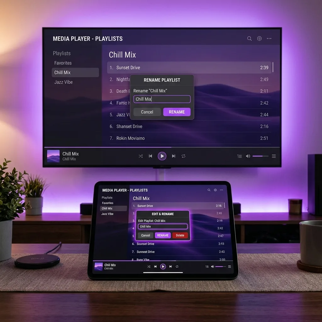Renommer une playlist Smarters Player Lite
